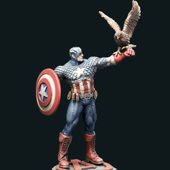 Captain America with Bald Eagle Statue | 3D Printer Model Files