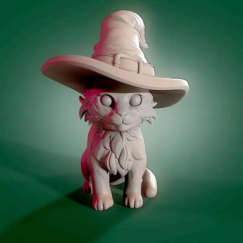 Kitten Cat Witch Hat Figure | 3D Printer Model Files