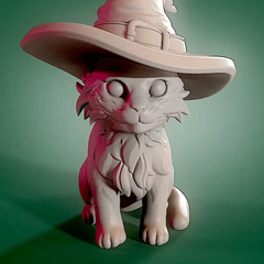 Kitten Cat Witch Hat Figure | 3D Printer Model Files