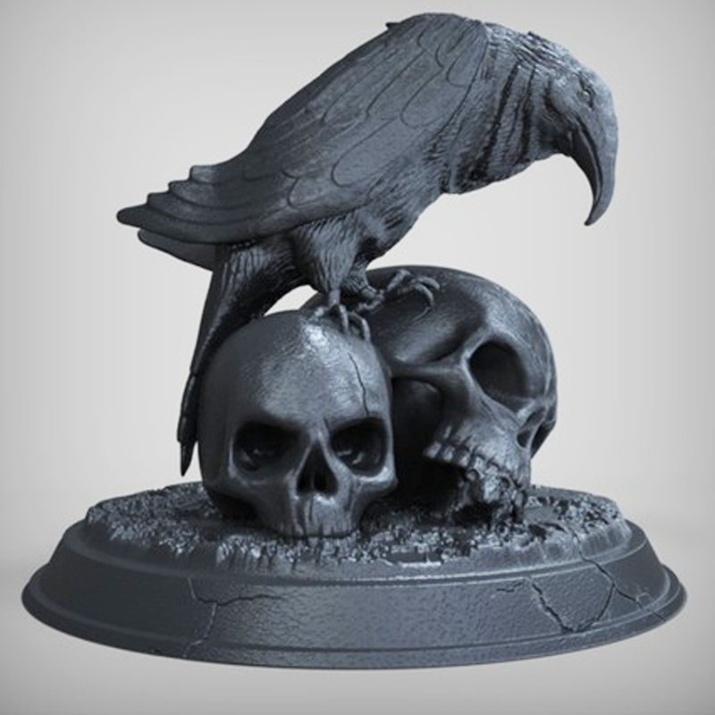 Raven with Skulls Statue | 3D Printer Model Files