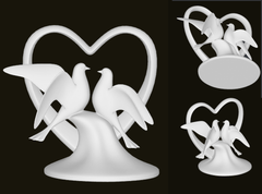 Wedding Cake Topper | Dove with Heart | 3D Printer Model Files