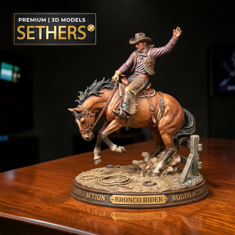 Bronco Rider Cowboy Rodeo Diorama Sculpture | 3D Printing Model Files