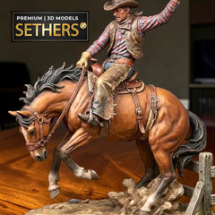 Bronco Rider Cowboy Rodeo Diorama Sculpture | 3D Printing Model Files