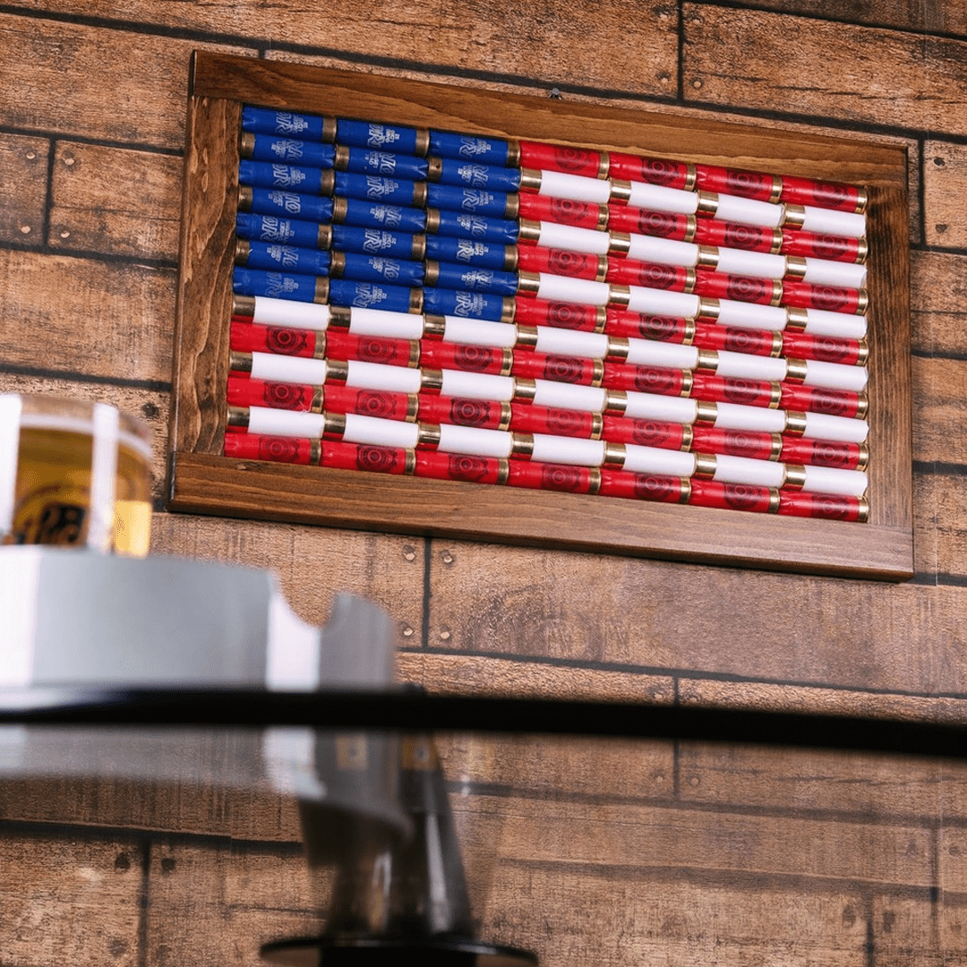12 Gauge Shotgun Shells | American Flag | Wood Framed