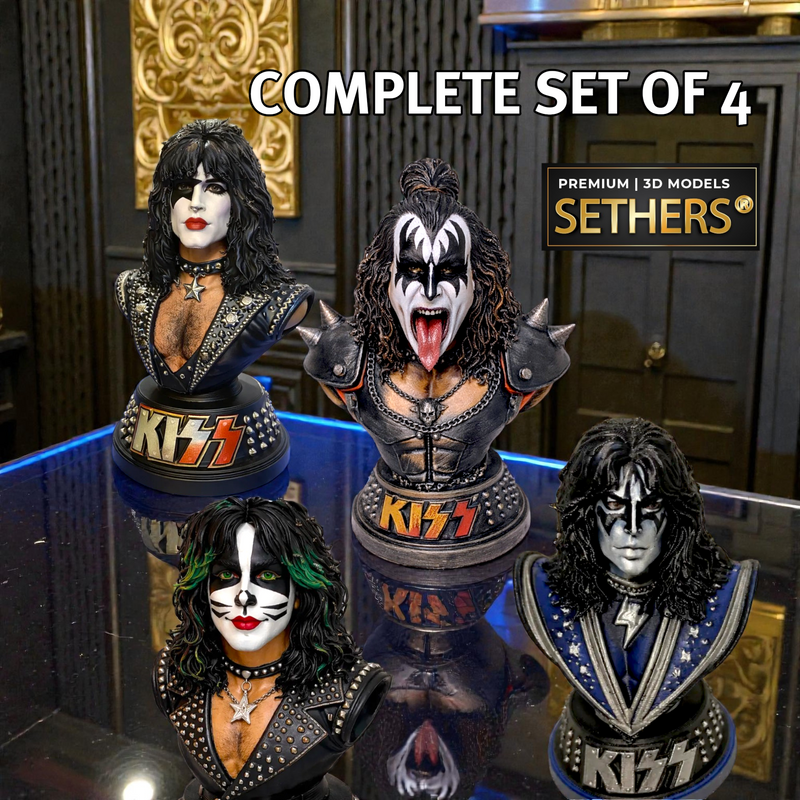 Kiss | Complete Set of 4 Busts | 3D Printing STL Model Files
