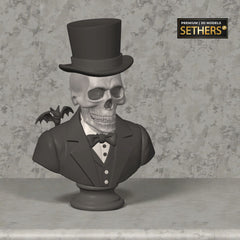 Gentleman Skull with Bat and Top Hat Bust | Best 3D Printing Models