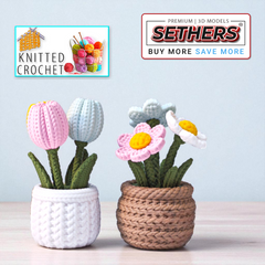 Garden Tulips Winter Jasmine plants | Crochet Knitted | 3D Printing Models