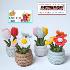 Garden Tulips Winter Jasmine plants | Crochet Knitted | 3D Printing Models