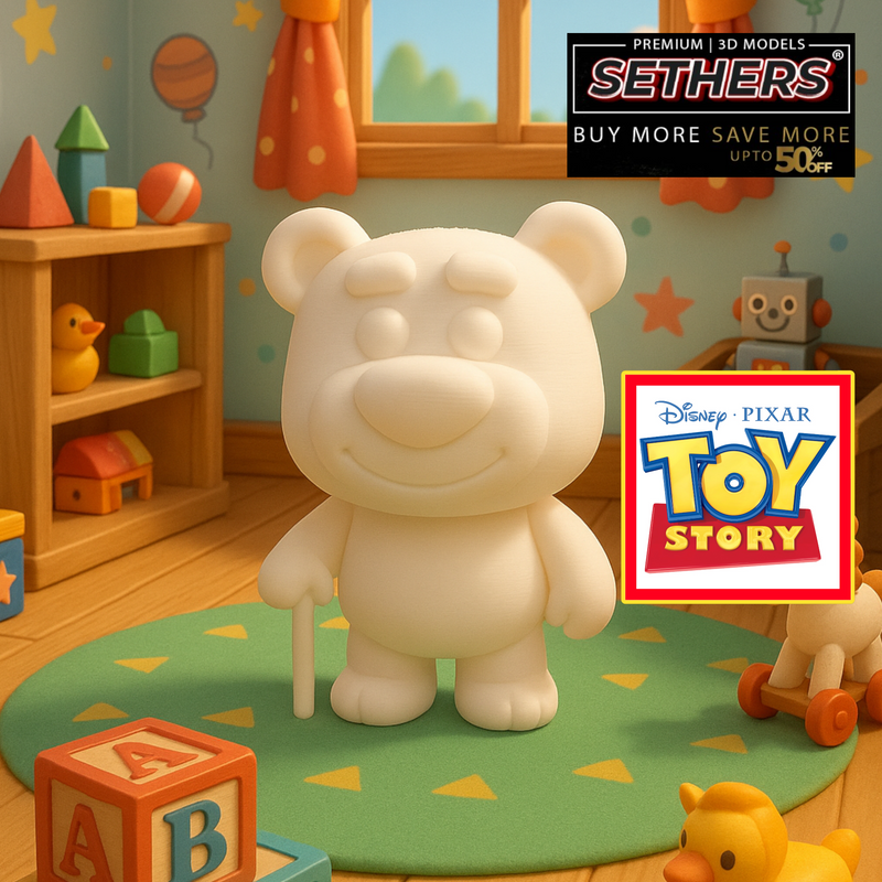 Lotso with cane | Toy Story | Best 3D Printing Models at Sethers | 3D Printer Model Files STL 3MF Models file for premium download. 3D Model STL Files Disney 