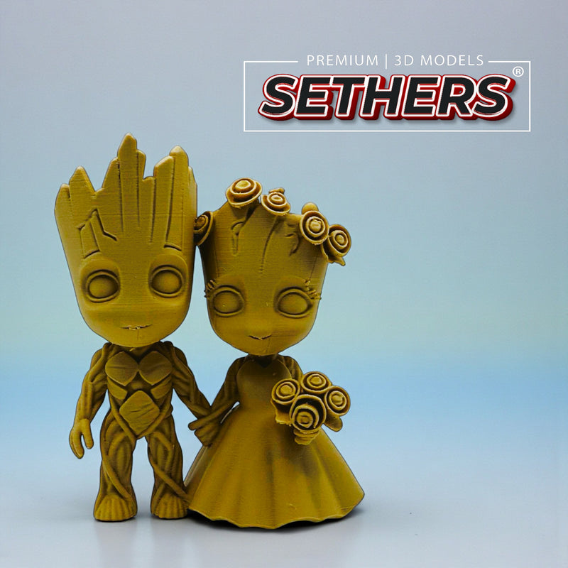 Groot Bride Groom Cake Topper | Wedding Decor | 3D Printing Models