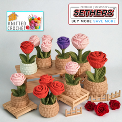 Rose plants | Crochet Knitted | 3D Printing STL Models