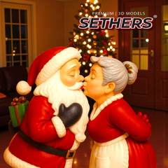 Santa and Mrs. Claus Kissing | Christmas Decor | 3D Printing Model Files