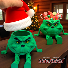 Grinch Candy Bowl Flexi Articulated | Christmas Decor 3D Printing Models