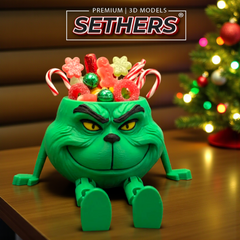 Grinch Candy Bowl Flexi Articulated | Christmas Decor 3D Printing Models