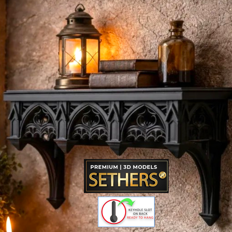 Gothic Cathedral Shelf | with Keyhole on back | 3D Printing Models