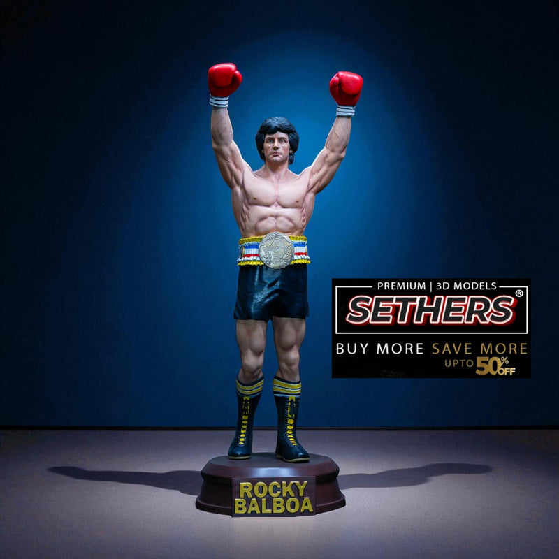 Rocky Balboa Arms Raised Boxing Statue Sculpture | 3D Printer Model Files