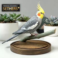 Cockatiel bird on perch | 3D Printing Models at Sethers