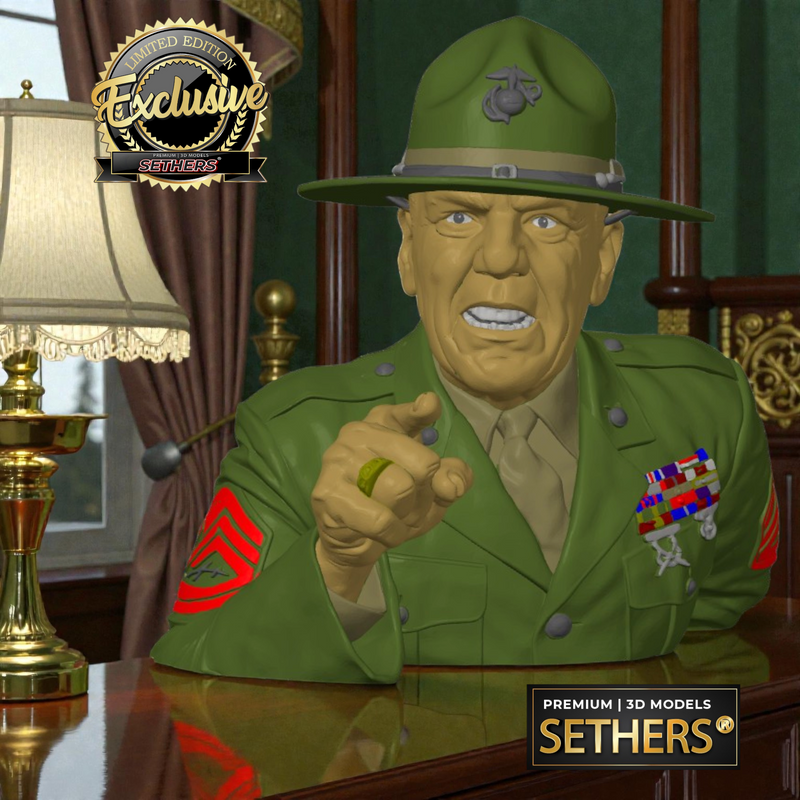 GySgt Hartman Bust USMC | Full Metal Jacket Movie | 3D Printing Models | R. Lee Ermey