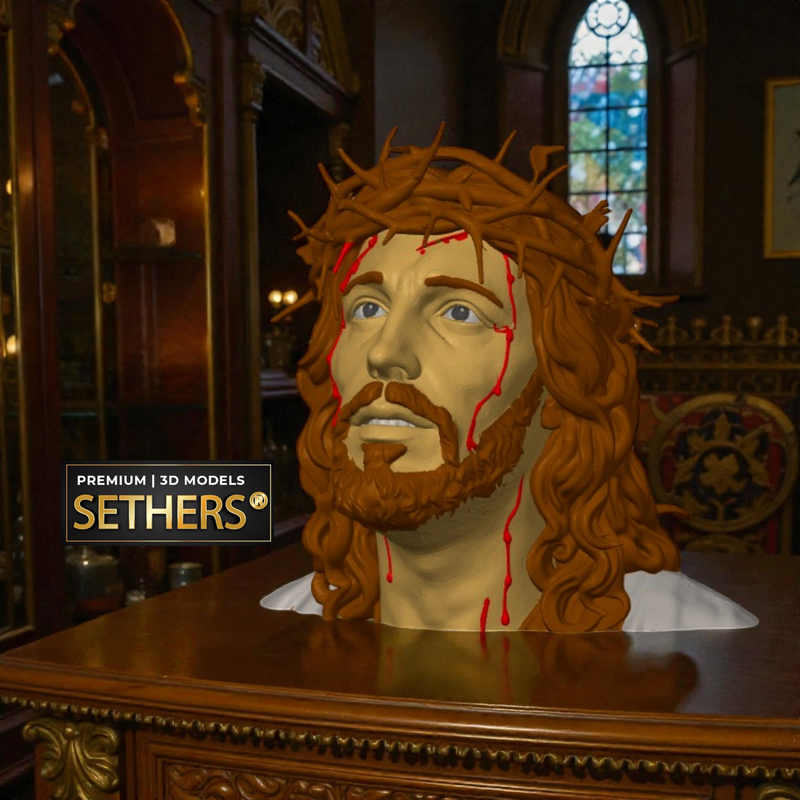 Jesus with Crown of Thrones Bust | 3D Printing Models