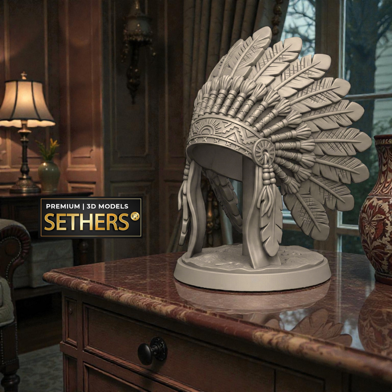 Indian Chief Headdress Sculpture | Native American | 3D Printing Models