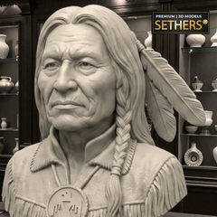 Warrior Indian Bust | Native American | 3D Printing Models