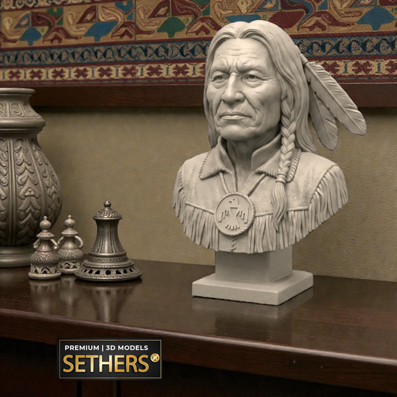 Warrior Indian Bust | Native American | 3D Printing Models