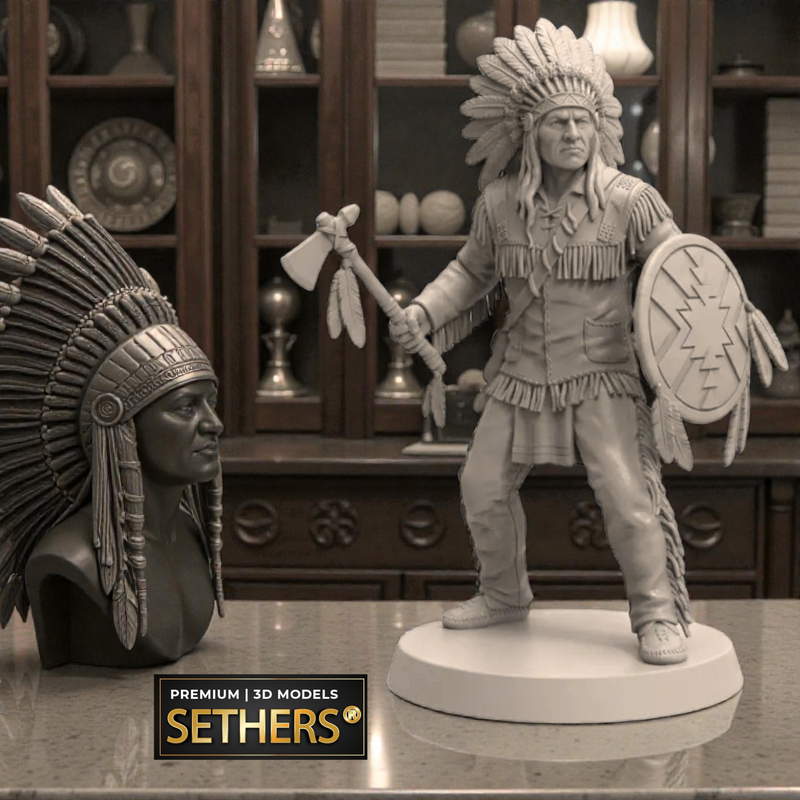 Indian Chief War Sculpture | Native American | 3D Printing Models