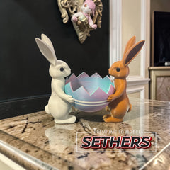 Easter Bunnies Carrying Egg Candy Bowl | 3D Printer Model Files