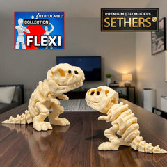 T-Rex Skeleton Dinosaur | Flexi Articulated Print In Place | 3D Printing Models