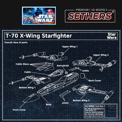 T-70 X-Wing Starfighter Starship | Star Wars | 3D Printing Models