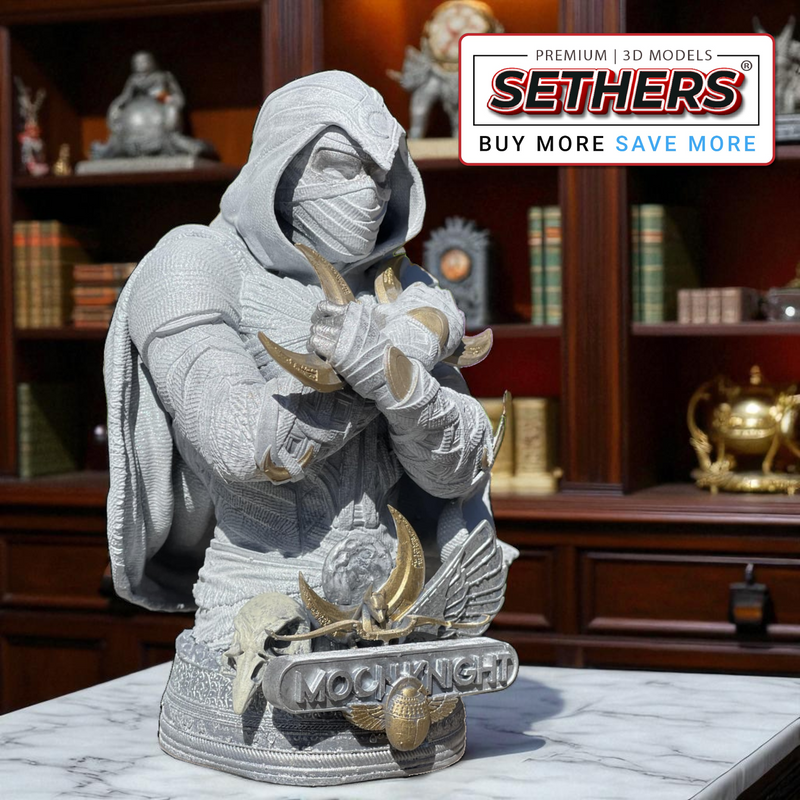 Moon Knight Bust | Marvel | Best 3D Printing Models at Sethers for premium download 3D Model Files Premium 3D Printing Models. Marvel X-Men 3D Printer STL Model