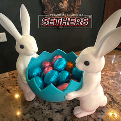 Easter Bunnies Carrying Egg Candy Bowl | 3D Printer Model Files