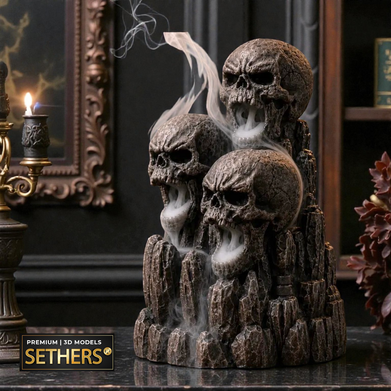 Skull Backflow Incense Burner | Back-flow Burner | 3D Printing Models