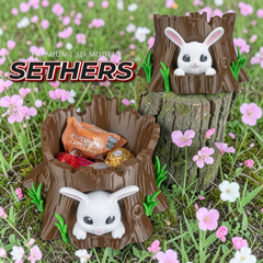 Easter Bunny Tree Stump Candy Bowl | 3D Printing Models
