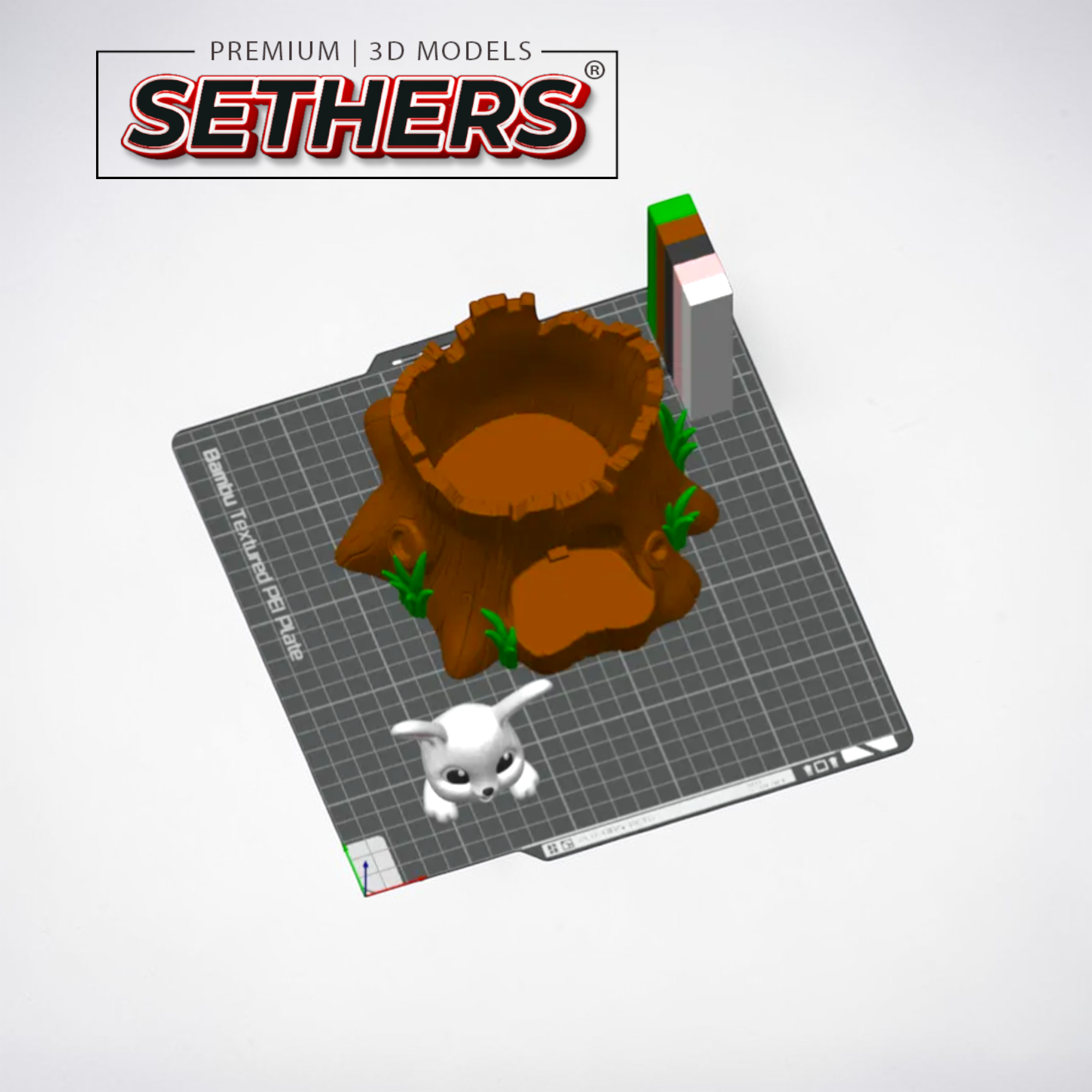 Easter Bunny Tree Stump Candy Bowl | 3D Printing Models