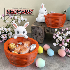 Easter Bunny Weave Basket Candy Bowl | 3D Printing Models