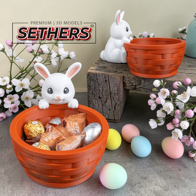 Easter Bunny Weave Basket Candy Bowl | 3D Printing Models