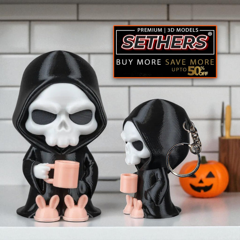 Skeleton Coffee Coffin Break | KeyChain | 3D Printing STL Grim Reaper