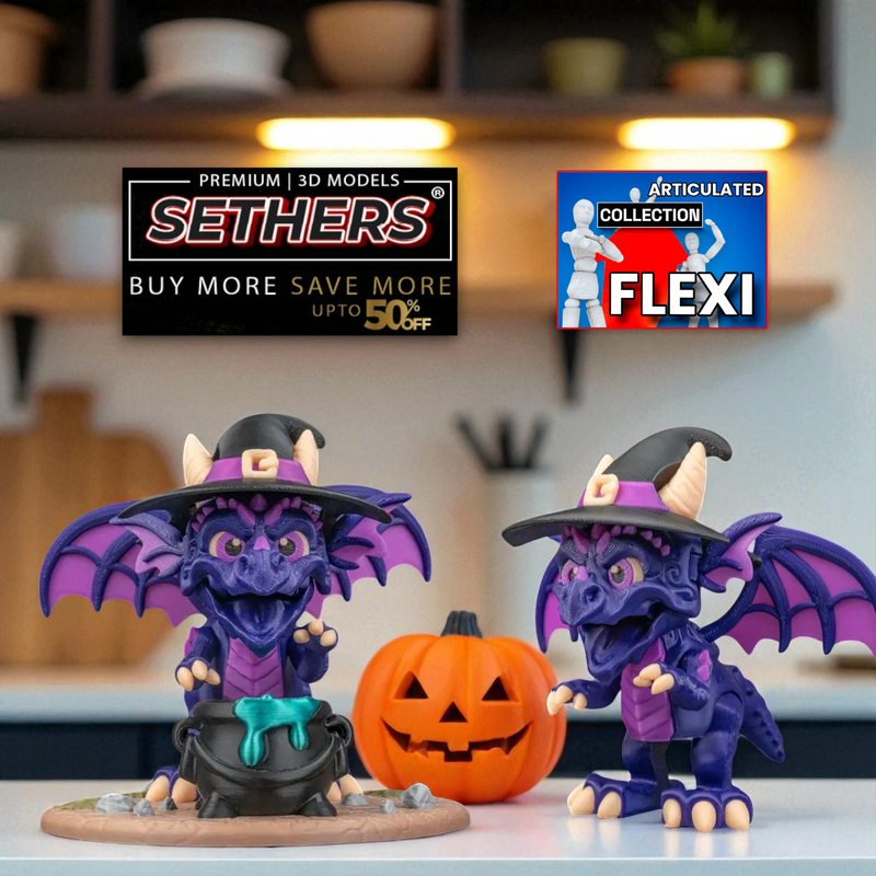 Halloween Dragon Witch | Articulated | 3D Printer Model Files