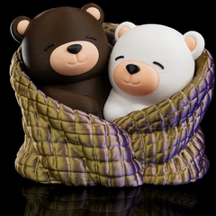 Cuddling Bears | Valentine's Day | 3D Printer Model Files