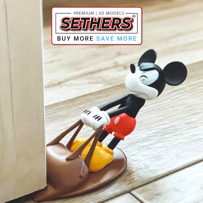 Download the Mickey Mouse Door Stop | Sethers Premium 3D Printing STL Models that are fun, functional, and perfect for Walt DisneyDisney fans. Easy Fast Print