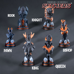 Demon Chess Set | Board Storage | Complete Set | 3D Printing Models