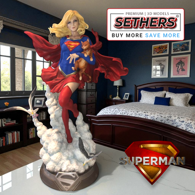 Supergirl with Cat | Diorama | 3D Printer Model Files &nbsp;