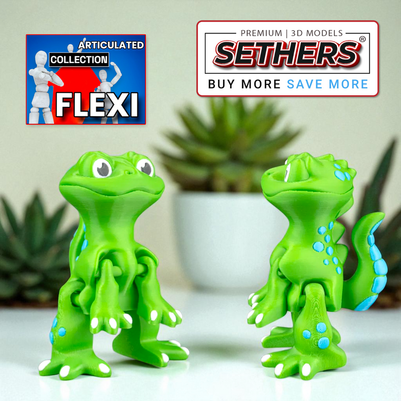 Gecko Lizard | Flexi Articulated | KeyChain | 3D Printing STL Models