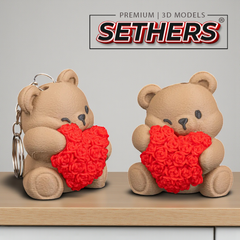 Bear Hugging Rose Pillow Keychain | 3D Printer Model Files