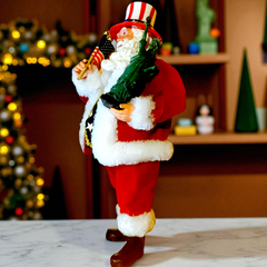 Uncle Sam Patriotic Santa Claus Figurine | 11" Tall | Christmas Decor