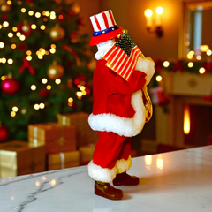 Uncle Sam Patriotic Santa Claus Figurine | 11" Tall | Christmas Decor