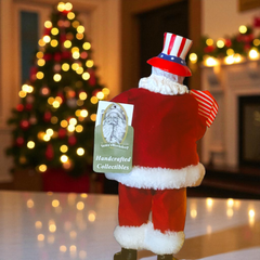 Uncle Sam Patriotic Santa Claus Figurine | 11" Tall | Christmas Decor