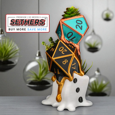 Melting D20 Dice Planter | Best 3D Printer Model Files