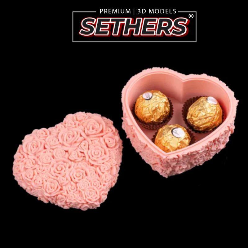 Rose Heart Shape Candy Container | 3D Printer Model Files